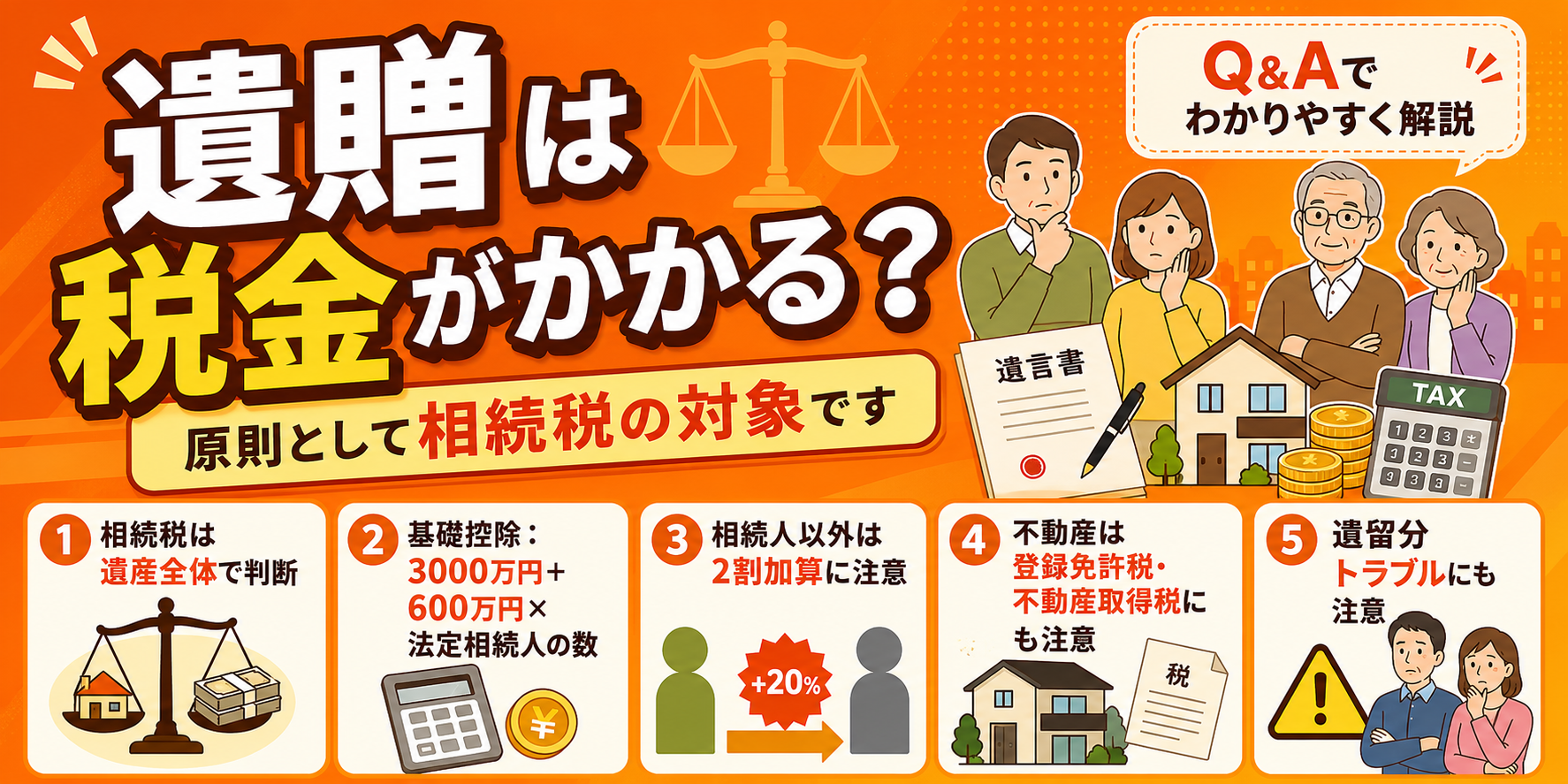 Q 遺贈は税金がかかる?